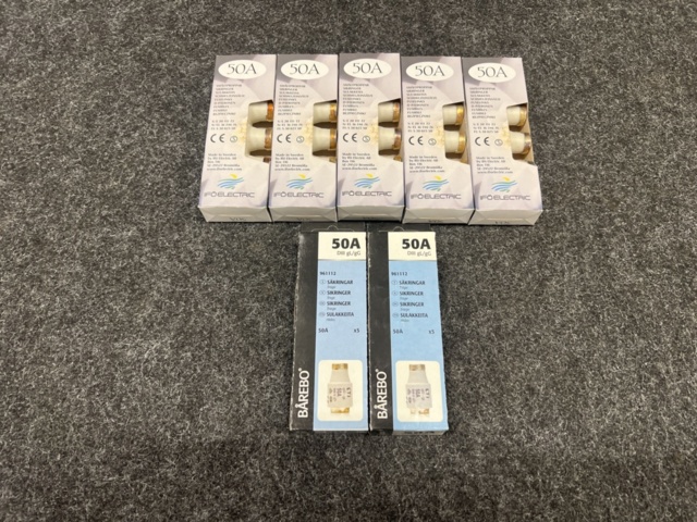 1461267-1 7 st Förpackningar med säkringar & smältproppar 50A, Bårebo & Ifö electric