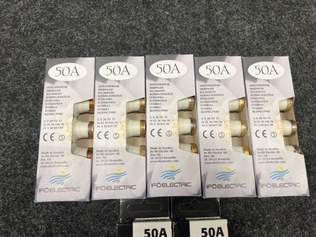 1461267-2 7 st Förpackningar med säkringar & smältproppar 50A, Bårebo & Ifö electric