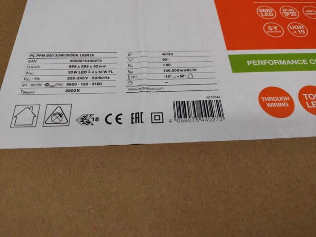 1460614-4 LED panel, 4 pcs - Ledvance, 30 W 3000K