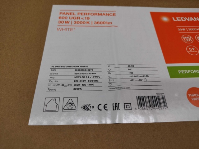 1460614-5 LED panel, 4 pcs - Ledvance, 30 W 3000K