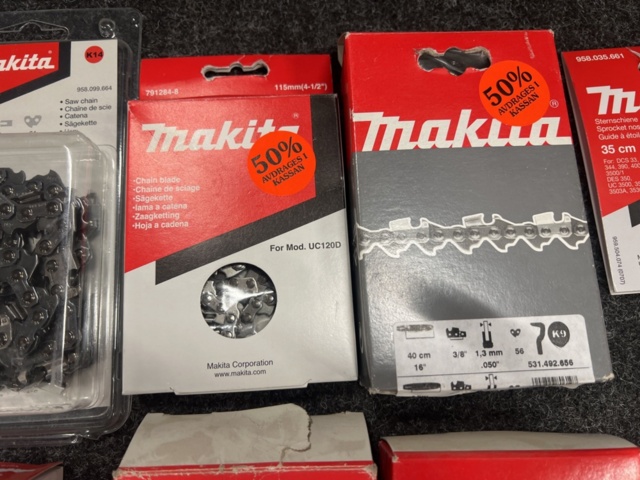 1461301-4 Sortiment med motorsågkedjor m.m. Makita