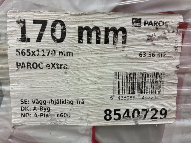 1461976-3 Vägg-/bjälklagsskivor Trä Paroc eXtra 170x565x1170 mm (ca 63,46 kvm)