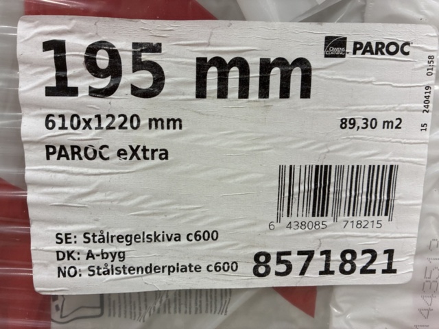 1461977-3 Steel rule plate Paroc c600 195x610x1220 mm (approx. 89.30 sq m)
