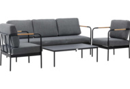 1371136 Soffgrupp för utomhusbruk (Svart/Teak) - Pehnna