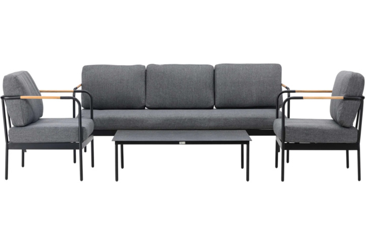 1371136-2 Soffgrupp för utomhusbruk (Svart/Teak) - Pehnna