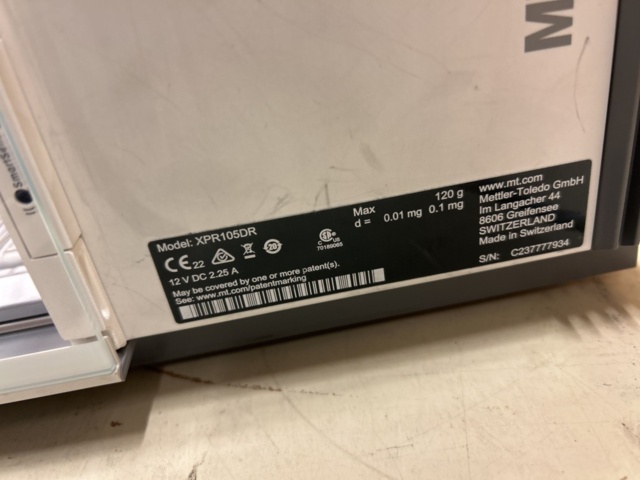 1435561-8 Analytisk laboratorievåg - Mettler Toledo XPR105DR