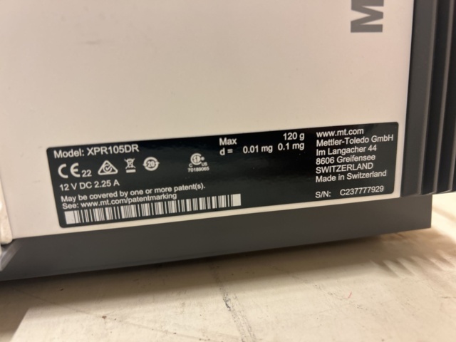 1435562-7 Analytisk laboratorievåg - Mettler Toledo XPR105DR