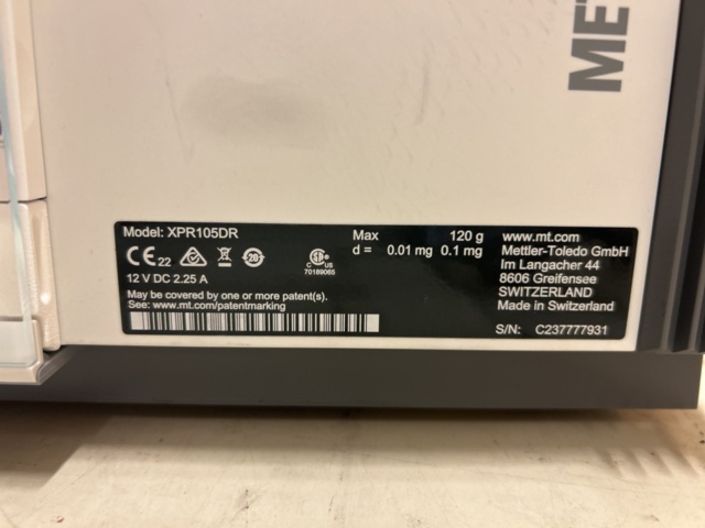 1435565-9 Analytisk laboratorievåg - Mettler Toledo XPR105DR