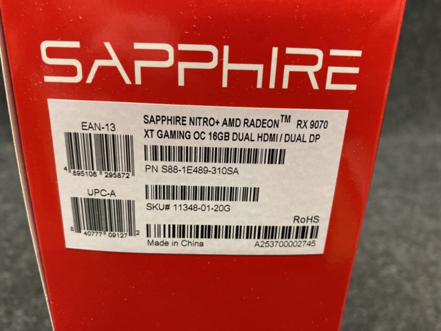 1460282-3 Grafikkort Sapphire NITRO+ AMD Radeon RX 9070 XT Gaming OC