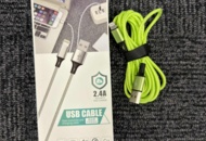 1462826 5 st Nylon Lightning Kabel USB-A Grön 3 meter - Fri frakt