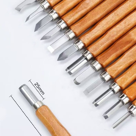 1462882-5 Wood carving set 12 pcs in storage case - Free shipping