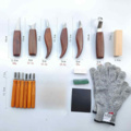 1462883-1 11-piece Wood Carving Set with Gloves – Walnut & Carbon Steel - Free Shipping