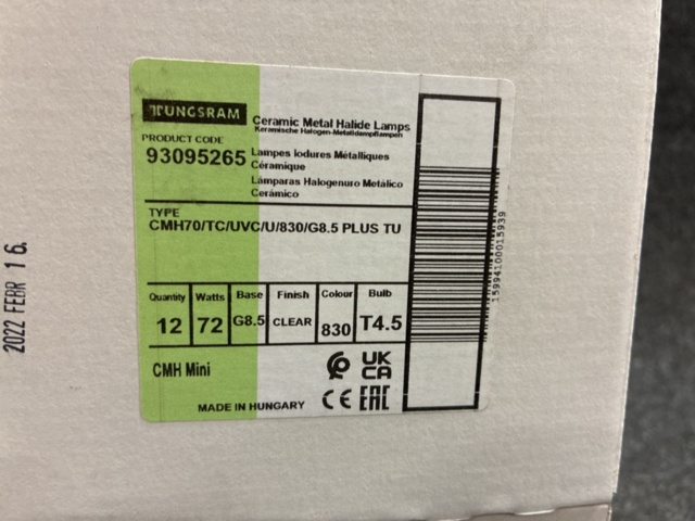 1463001-2 59 st Metallhalogenlampor Tungsram G8.5 Plus