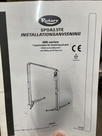 1430088-9 Tvåpelarlyft Rotary Lift 3500kg