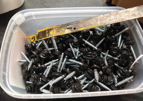 Bargain boxes filled with screws, nails, etc.