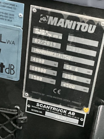 1407205-19 Teleskoplastare Manitou MT625 H -2019 (318h)