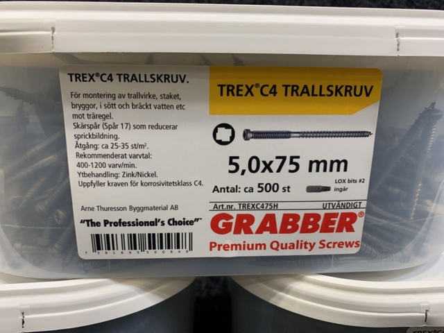 1464023-2 3 st Förpackningar Trallskruv 5x75mm, Grabber