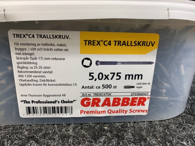 1464023-3 3 st Förpackningar Trallskruv 5x75mm, Grabber