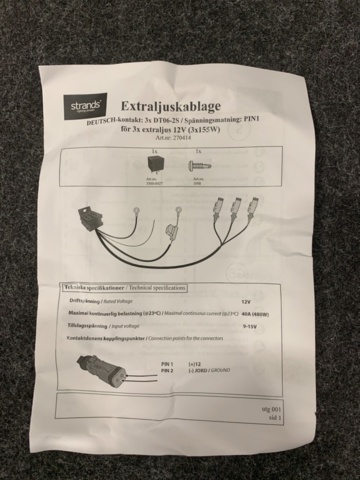1464024-5 10 st förpackningar extraljuskablage