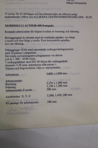 1416743-59 CNC Morbidelli Author 600K. Trä.
