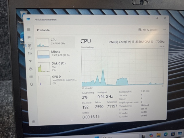 1384598-4 Laptop without charger - Lenovo ThinkPad T480s with Intel Core i5, 8 GB RAM