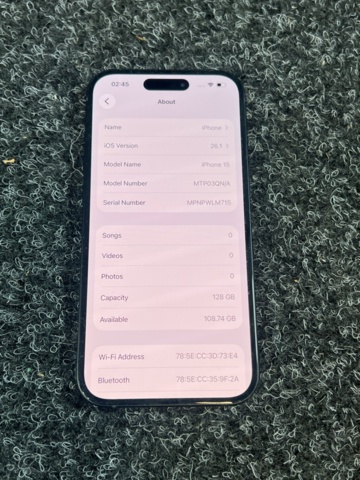 1431621-4 Mobiltelefon utan laddare - Apple iPhone 15, 128 GB -2025