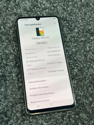 1431625-4 Mobiltelefon utan laddare - Samsung Galaxy A33 5G, 128 GB