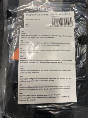 1465316-6 30 pcs Work gloves Prof Artic job, size 9