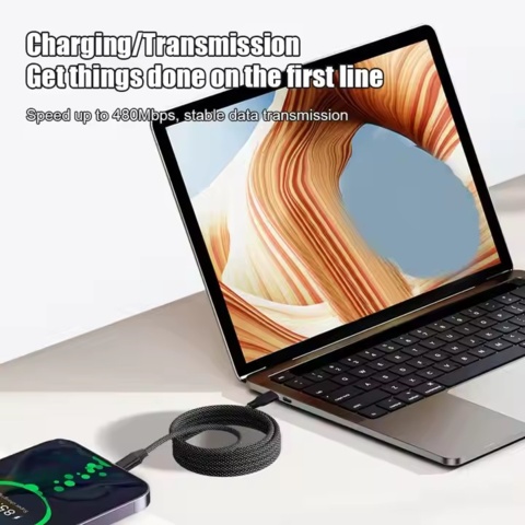 1465561-3 4 st USB-C Magnetisk Laddkabel 60W - Anti-Trassel - 1,5m - Fri frakt