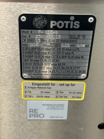 1436337-5 Kebabgrill - Potis F-GD3-S (Helt ny)