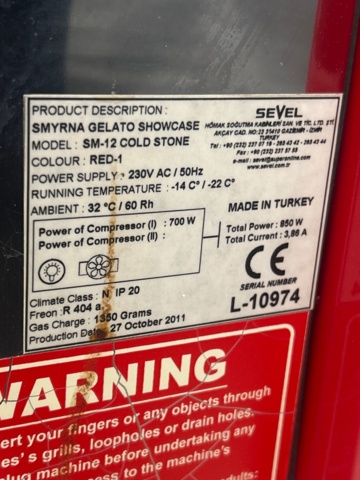 1436343-9 Ice cream freezer / Gelato counter - Sevel Smyrna SM-12 Cold Stone