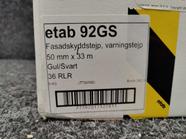 1466703-4 36 st Rullar Varningstejp/Fasadskyddstejp etab 92GS