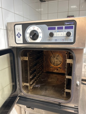 1389166-3 Combi oven MKN with stainless steel bench and shelves