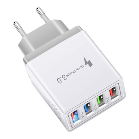 1467123-1 4 st Snabbladdande USB Väggadapter 4 Portar Grå - Fri frakt