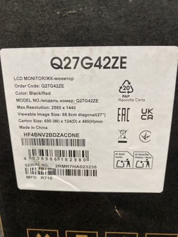1467256-3 Gamingskärm AOC 27" Q27G42ZE- Defekt
