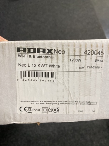 1467297-3 Panel element Adax Neo WiFi Low 1200W (white)