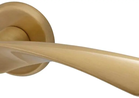 Ytterdörrhandtag, 2 st – Hvid mässing, rund rosett