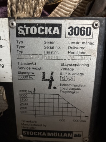 1372847-13 Dieseldriven motviktstruck - Stocka 3060 - 1992
