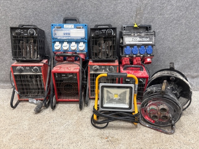 1410861-1 Samling med värmefläktar, belysning, centraler och kabelvindor