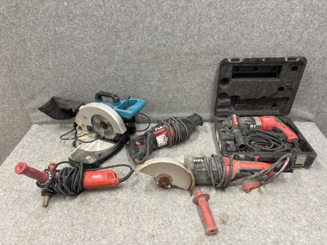 1410868-1 Samling med elmaskiner - Flex, Milwaukee, Runsven m.fl.