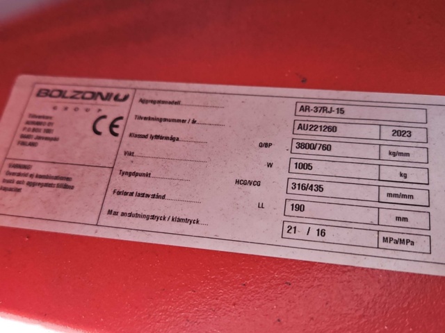 1444818-6 Bolzoni Auramo klämaggregat AR-37RJ-15 – 3,8 ton – 2023