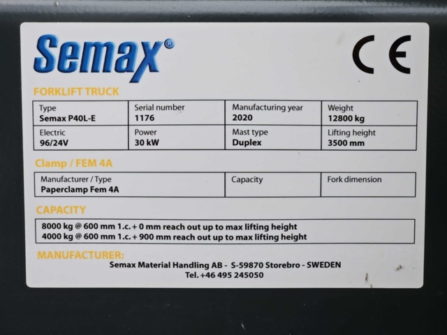1444819-27 Semax P40L-E Eltruck med pappersklämma – 2020
