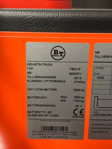 1410879-8 Fyrvägstruck - BT FRE270 -2013