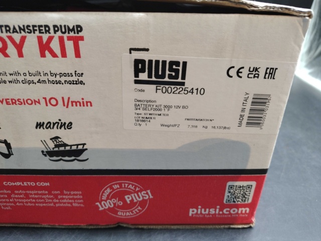 1465840-3 Bränslepump batteridriven, – Piusi, diesel, 12 V, portabel