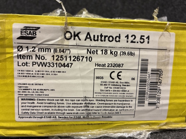 1471010-2 Welding wire ESAB OK Autrod 12.51, 1.2mm - 18kg