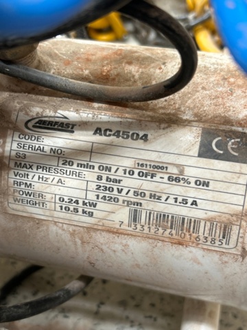 1436488-3 Tegelkärra, kompressor och surrningskätting - Hörby Bruk, Aerfast m.fl.