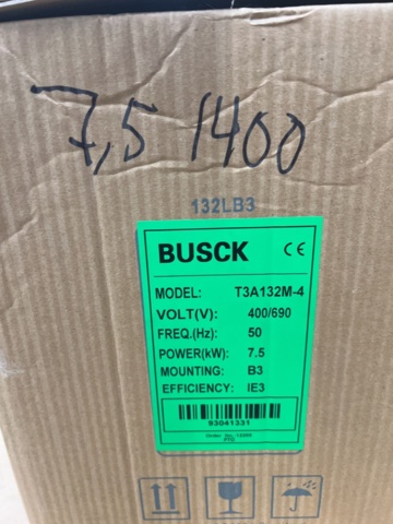 1471087-4 3-phase motor Busck T3A132M-4 7.5kw 1400 r/m 400/690V B3