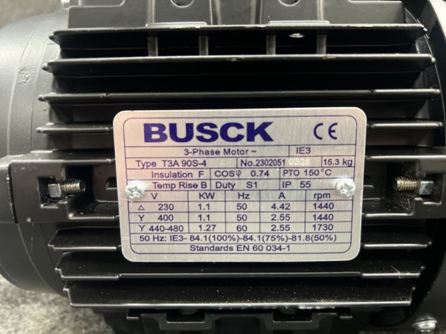 1471096-2 3-fasmotor Busck T3A90S-4 1,1kw 1400r/m 230/400V B3