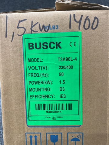1471098-3 3-fasmotor Busck T3A90L-4 1,5kw 1400 r/m 230/400V B3