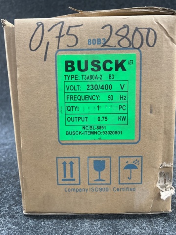 1471102-2 3-phase motor Busck T3A80A-2 0.75kw 2800 r/m 230/400V B3